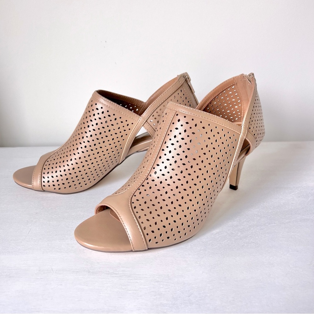 Style & Co Ankle Shootie Bootie Heel Sandal Beige Nude Size 10